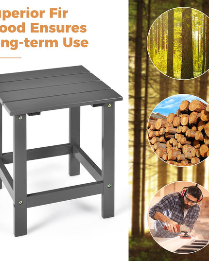 Outdoor Side Table, 15 Square Wood End Table with Slatted Design