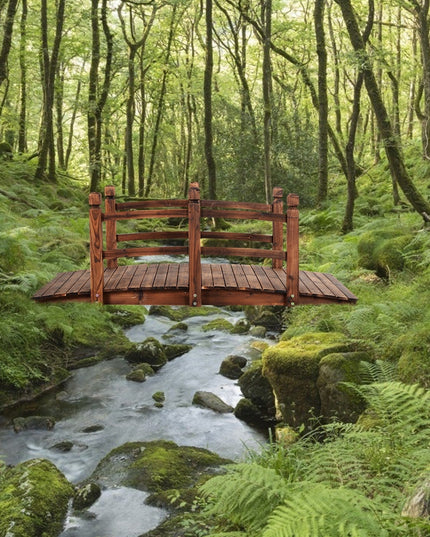 Giantex 5 Ft Wooden Garden Bridge, Stained Wood/Natural Wood  Garden Bridge