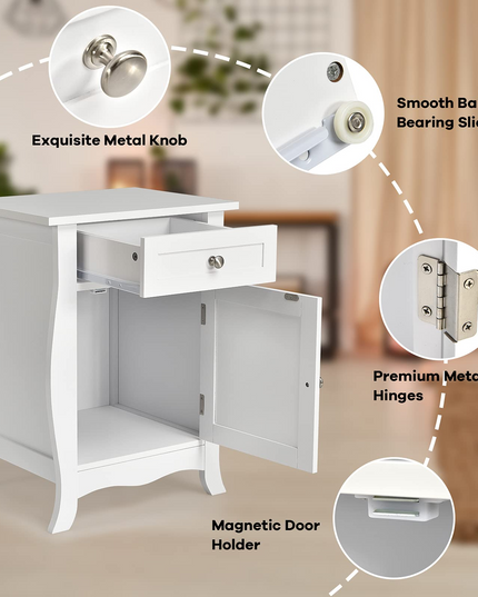 Giantex End Table Accent Storage Floor Cabinet, Wooden Nightstand with Drawer
