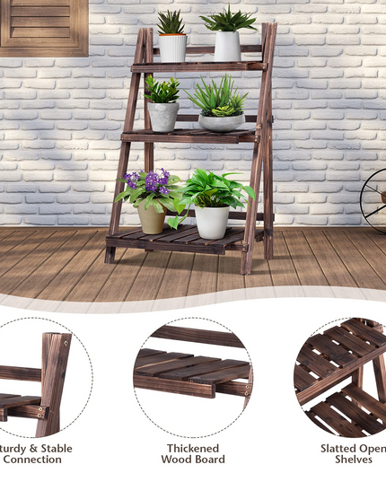 Giantex 3 Tier Folding Wooden Plant Stand