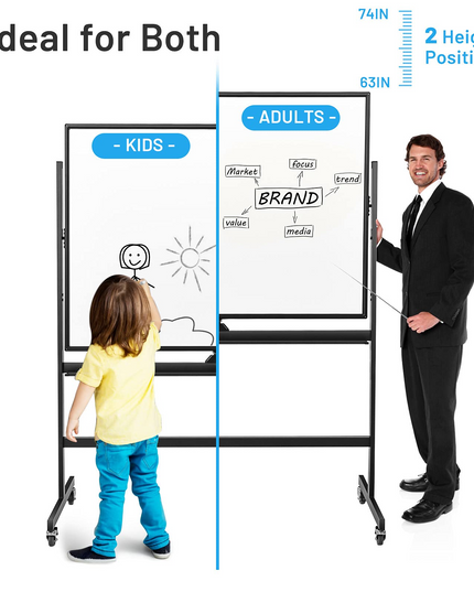 Double-Sided Magnetic Dry Erase Mobile Whiteboard - Giantex