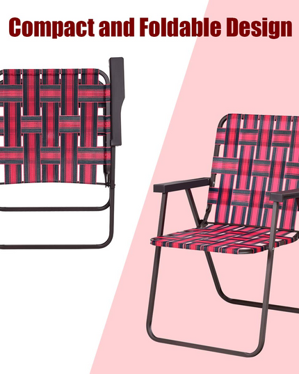 Giantex Folding Lawn Chairs Set of 6 Outdoor Portable Beach Chair W/Stable Steel Frame