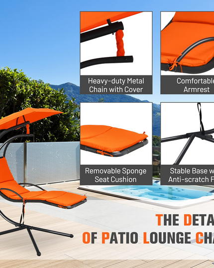 Giantex Hanging Arc Chaise Hammock for Patio Poolside Backyard Garden Porch