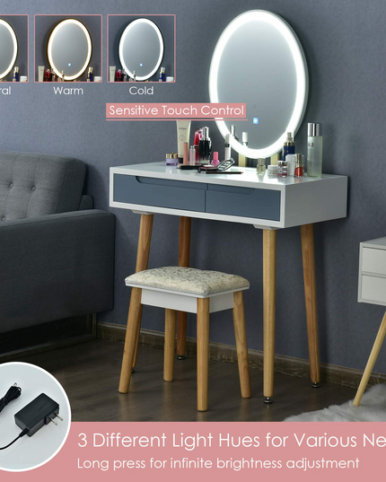 CHARMAID Vanity Set with Lighted Mirror - Giantexus