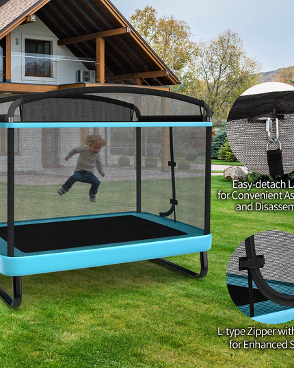 Giantex 6 Ft Kids Trampoline with Swing, Baby Toddler Rectangle Trampoline, Max Load 220lbs (Blue/Orange) - Giantexus