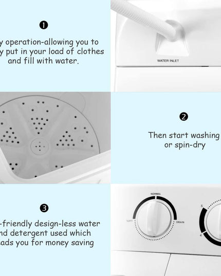 17.6lbs Portable Washing Machine 900W with Electric Heating Clothes Dryer Ventless Laundry Dryer and Heater for Home and Apartment - Giantexus