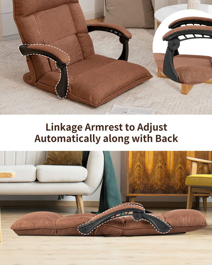 Giantex Adjustable Floor Chair Lazy Sofa Chair 14-Position Adjusting Backrest Headrest Waist Pillow