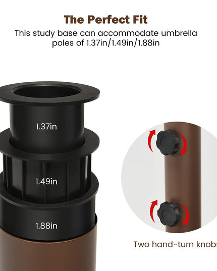 Giantex Patio Umbrella Base, 59 LBS Heavy-Duty Round Umbrella Stand, 29.5 Inch/Brown/Round - Giantexus