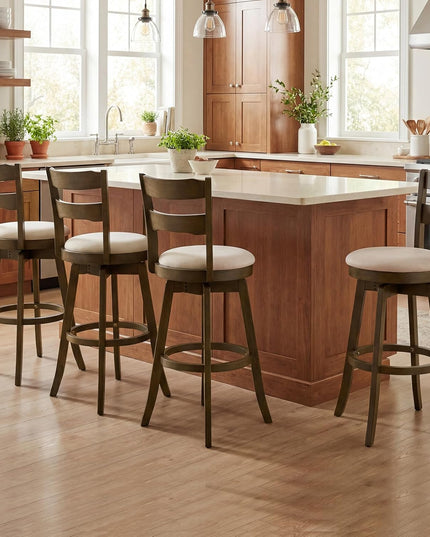 Giantex Tabourets de bar pivotants lot de 2 ou 4 | Tabourets hauteur bar de 77,5 cm avec assise en tissu rembourré