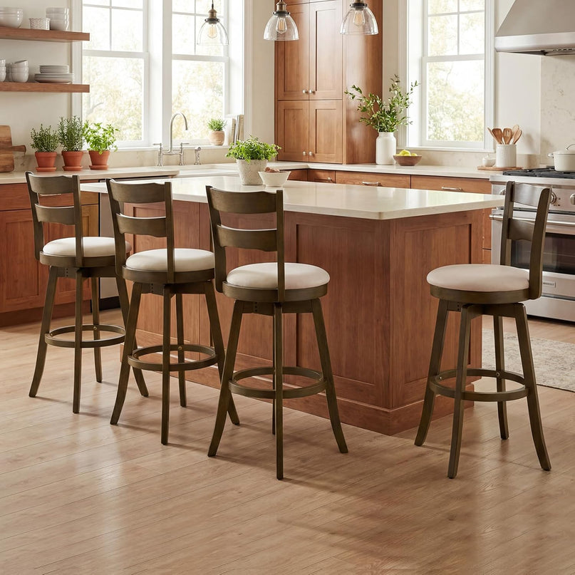 Giantex Tabourets de bar pivotants lot de 2 ou 4 | Tabourets hauteur bar de 77,5 cm avec assise en tissu rembourré