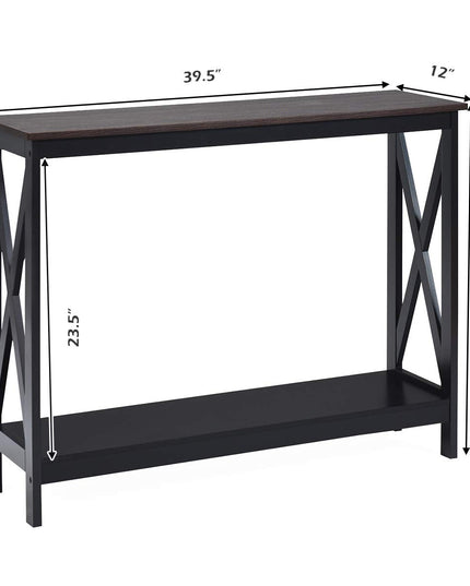 Giantex Console Table 2-Tier with Storage Shelf,X-Design Bookshelf