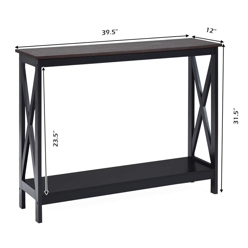 Giantex Console Table 2-Tier with Storage Shelf,X-Design Bookshelf