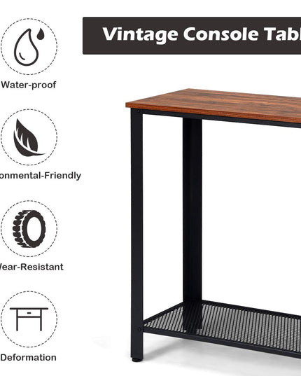 Giantex Console Sofa Table Wood W/Adjustable Feet and Storage Shelf
