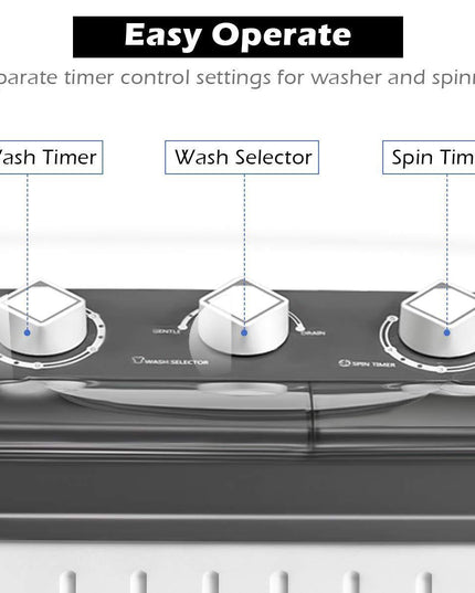 20Lbs Capacity (12Lbs Washing and 8Lbs Spinning), Compact Portable Washing Machine, Mini Laundry Washer for Apartment and Home - Giantexus