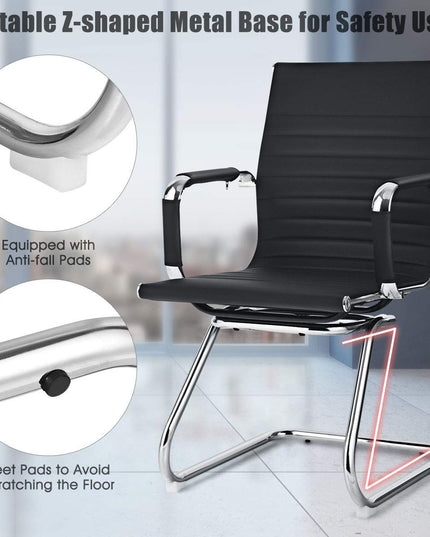 Giantex Conference Chair Set of 4 Heavy Duty PU Leather W/Protective Arm Sleeves