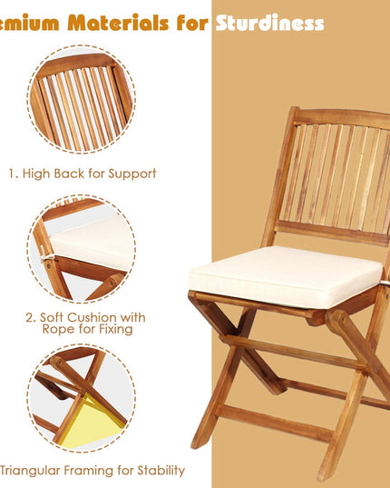 Giantex 3Pcs Patio Bistro Set, Wood Folding Table Set