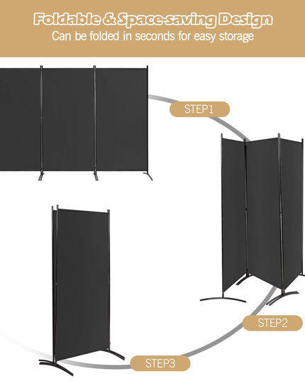 Giantex 6 Ft 3 Panel Room Divider, Folding Portable Privacy Screen w/ Durable Hinges Steel Base