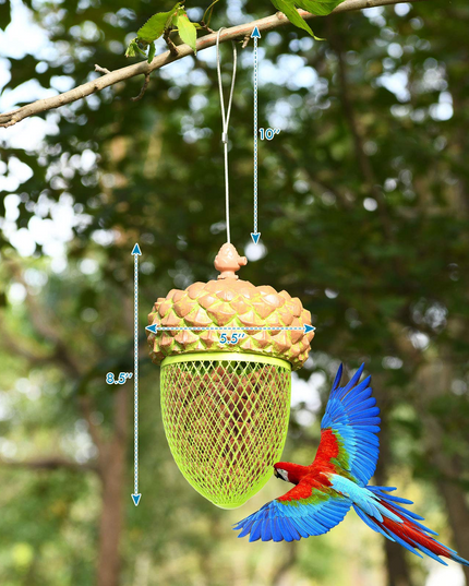 Giantex Metal Acorn Bird Feeder, Outdoor Hanging Food Dispenser with Stainless Steel Wire and Iron Grid