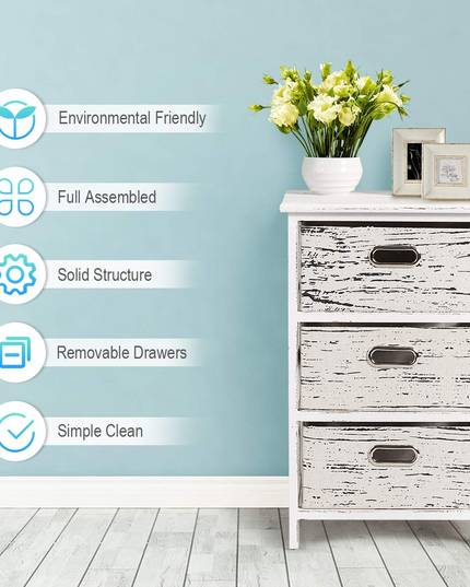Giantex Storage Drawer Units W/ 3 Fabrics Storage Drawers and Wood Frame (1)