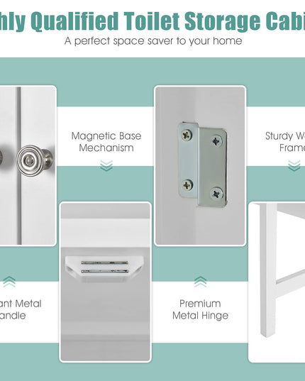 Giantex Over The Toilet Storage Cabinet W/ 2-Door Cabinet, Open Shelf, 3-Positon Adjustable Shelf
