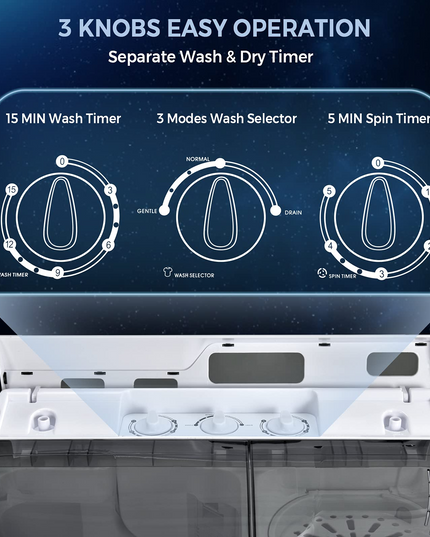 Compact Mini Laundry Washer for Apartment and Home (White & Gray)