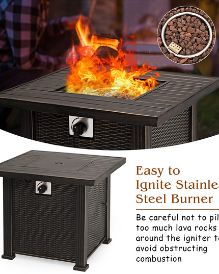Giantex Gas Fire Pit Table, 30 Inch 50,000 BTU Auto-Ignition Propane Fire Pit (Brown)