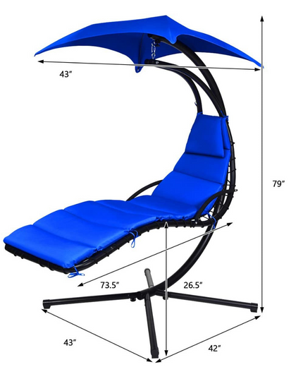 Hanging Chaise Lounger Chair, Arc Stand Porch Swing Chair - Giantex