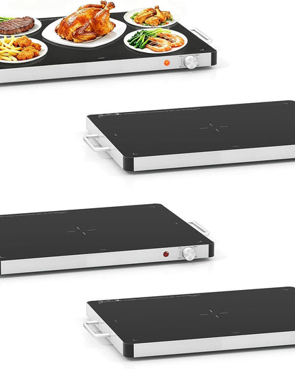 Plateau chauffant électrique Giantex 53 x 40 cm - Serveur de buffet et chauffe-plat en verre trempé
