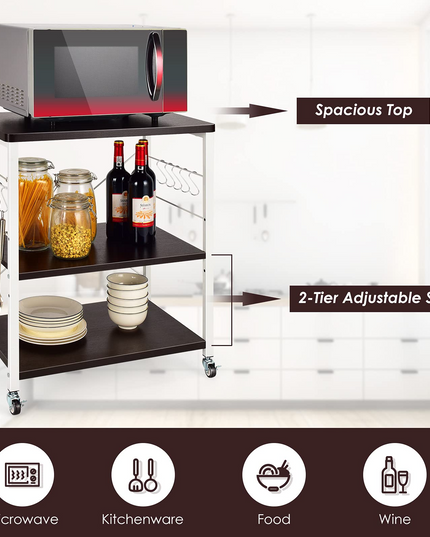 Giantex Kitchen Baker's Rack 3-Tier Microwave Cart on Wheels