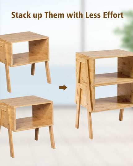 Giantex Bedroom Stackable End Table (Natural)