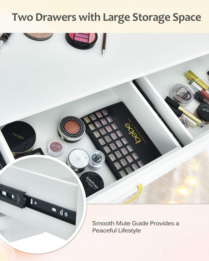 CHARMAID Vanity Set with Touch Screen Dimming Lighted Mirror - Giantexus