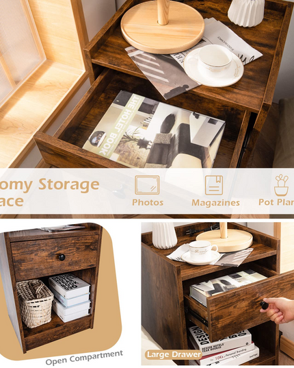 Giantex Nightstands Set of 2, Modern End Tables w/Storage Drawer & Open Compartment
