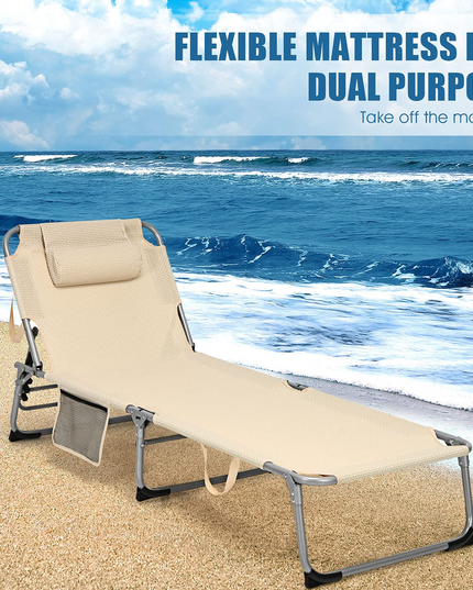 Giantex Lounge Chair Chaise Lounger, Beach Recliner with Mattress