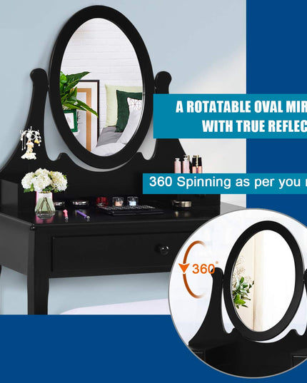 Giantex Vanity Set with Oval Mirror and Cushioned Stool