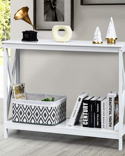 Giantex Console Table 2-Tier with Storage Shelf,X-Design Bookshelf