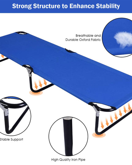 Giantex Blue Folding Camping Bed Outdoor Portable Army Military Camping Bed
