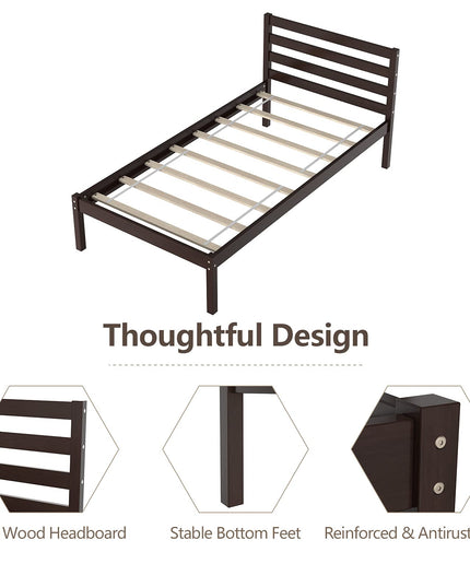 Giantex Wood Slat Support, No Spring Needed, Bed Mattress Foundation, Espresso (Twin)