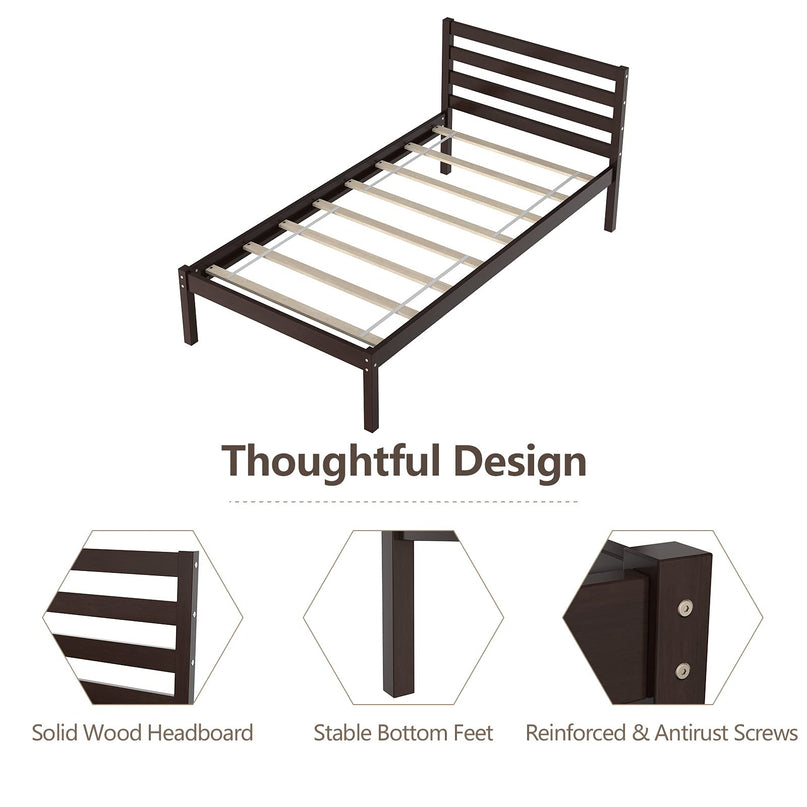 Giantex Wood Slat Support, No Spring Needed, Bed Mattress Foundation, Espresso (Twin)
