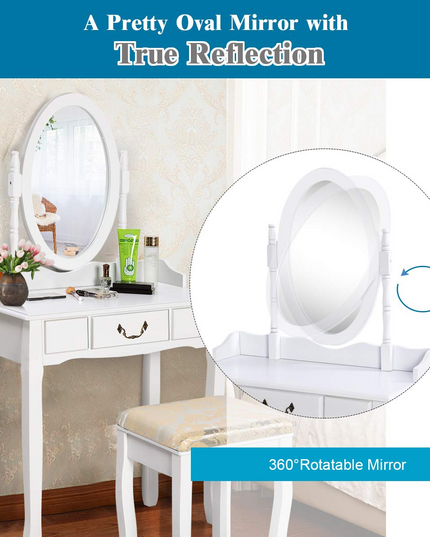 Giantex White Large Bedroom Vanities w/Drawer
