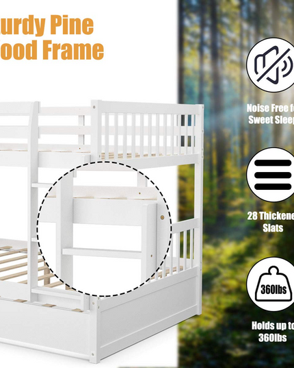 Giantex Full Over Full Bunk Bed with Trundle for Adults Kids Teens