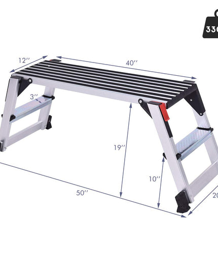 Giantex Aluminum Platform Non-Slip Folding Work Bench Drywall Stool Ladder 330lbs Capacity