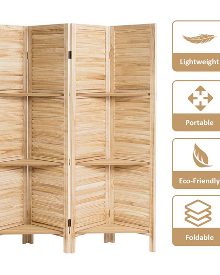 Giantex 4 Panel 5.6 Ft Tall Wood Room Divider