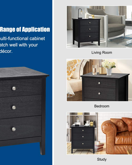 Giantex Nightstand with Drawers Solid Structure Side Table for Storage Bedroom
