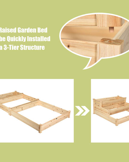 3 Tier Raised Garden Bed, 49'' x 49'' x 22"  (L x W x H)