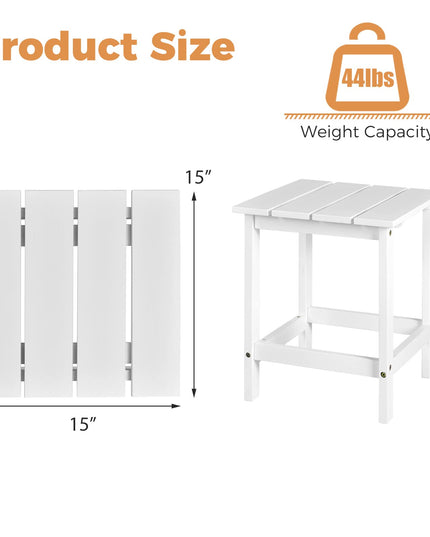 Outdoor Side Table, 15 Square Wood End Table with Slatted Design