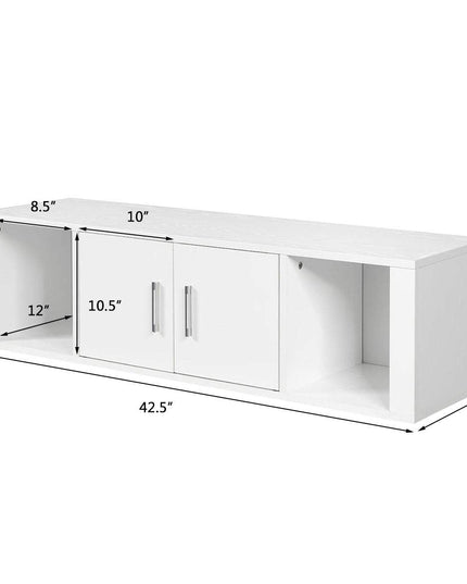 Giantex Wall Mounted Storage Cabinet and Floating Computer Desk Set W/Storage Shelves for Living Room