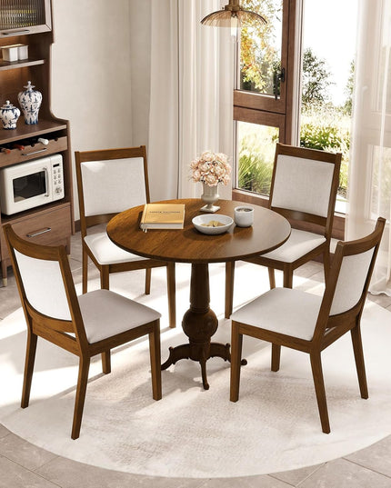 Giantex Upholstered Dining Chairs Set of 2/4, Modern Farmhouse Kitchen Chairs w/Padded Backrest & Cushioned Seat, Rubber Wood Frame