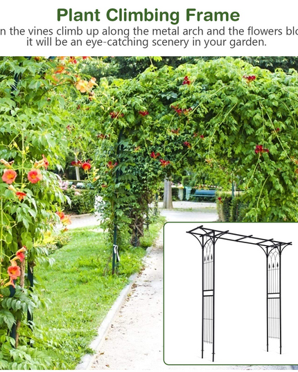 Giantex Metal Garden Arch, Wedding Arbor for Ceremony, Pergola Arbor Garden Trellis for Various Climbing Plant