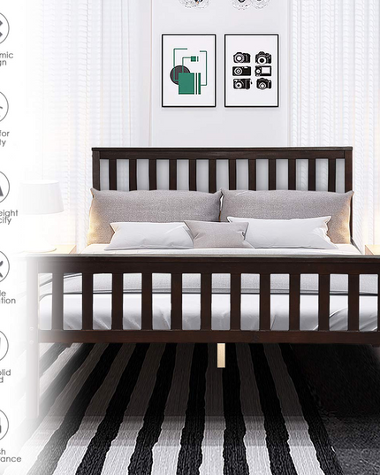 Giantex Wood Slats Great Support with Six Legs, No Box Spring Needed, Antique Espresso (Queen)