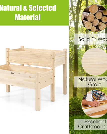 Set of 2 Raised Garden Bed, 34" x 33.5" x 28.5" (L x W x H)